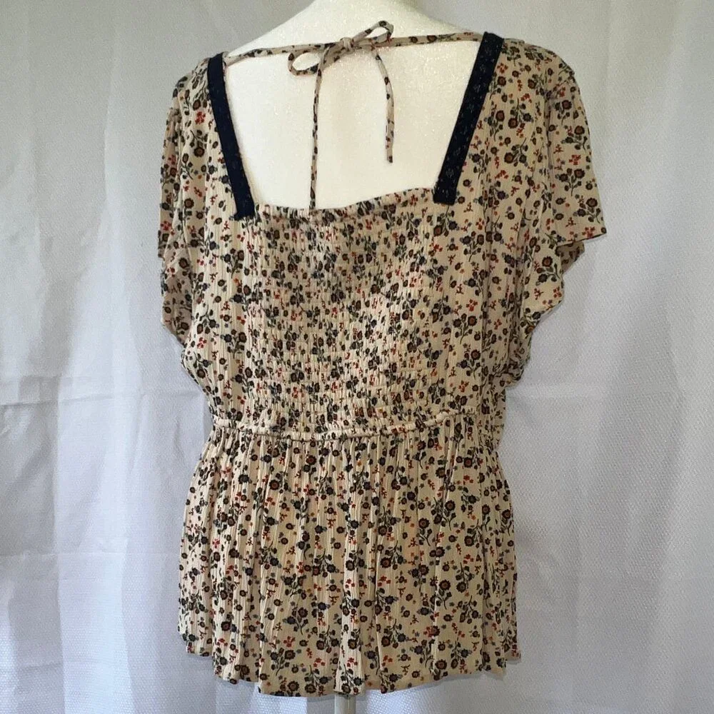 Maurices Multi-Floral Smocked Peplum Top - Picture 5 of 16